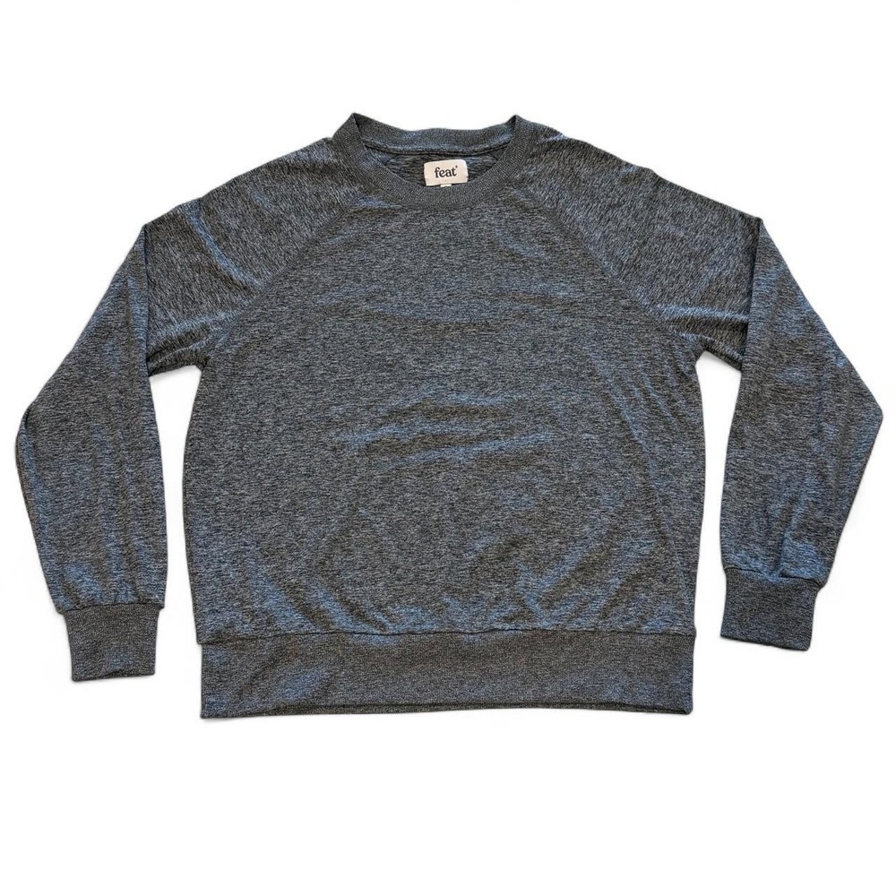 Feat Gray Heather Crewneck Sweatshirt Raglan Long Sleeve Loungewear Top Small